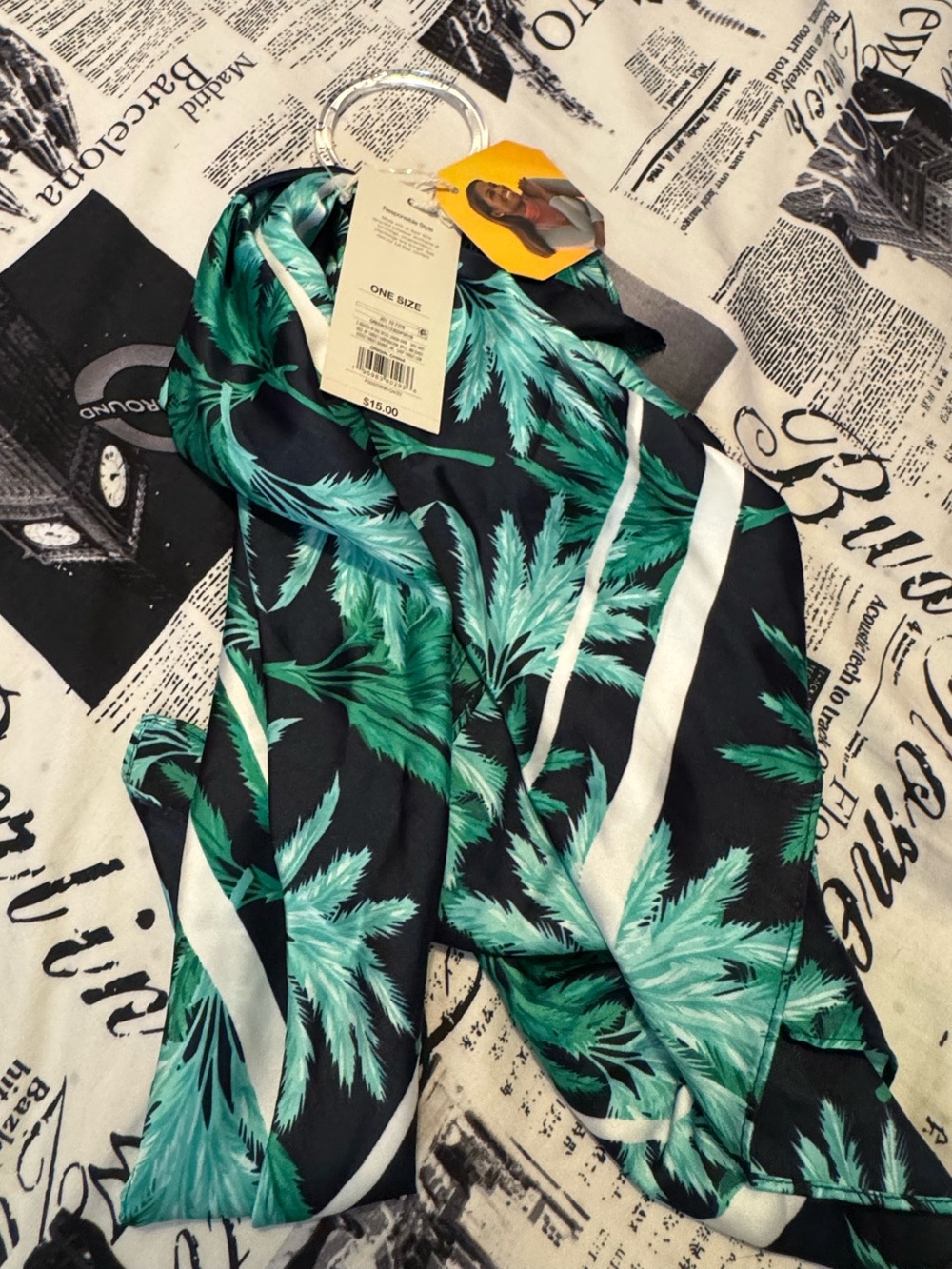 Fe Noel x Target Palm Print Scarf in Teal and Black NWT***